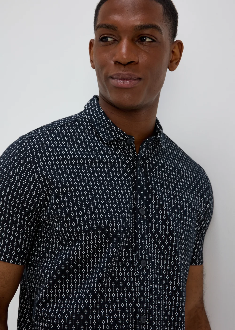 Navy Dot Design Jersey Shirt - S Image 3