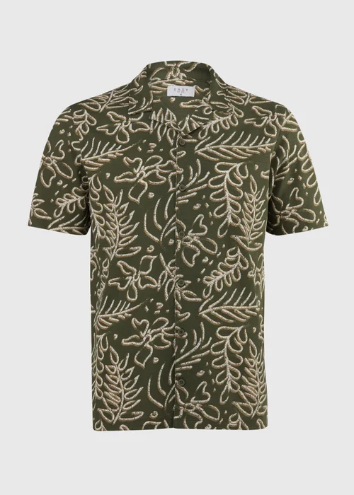 Khaki Leaf Print Jersey Shirt - Small Image 5