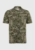 Khaki Leaf Print Jersey Shirt - Small Image 5