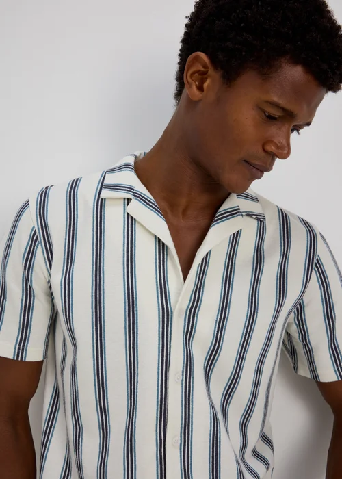 White Stripe Print Jersey Shirt - S Image 3