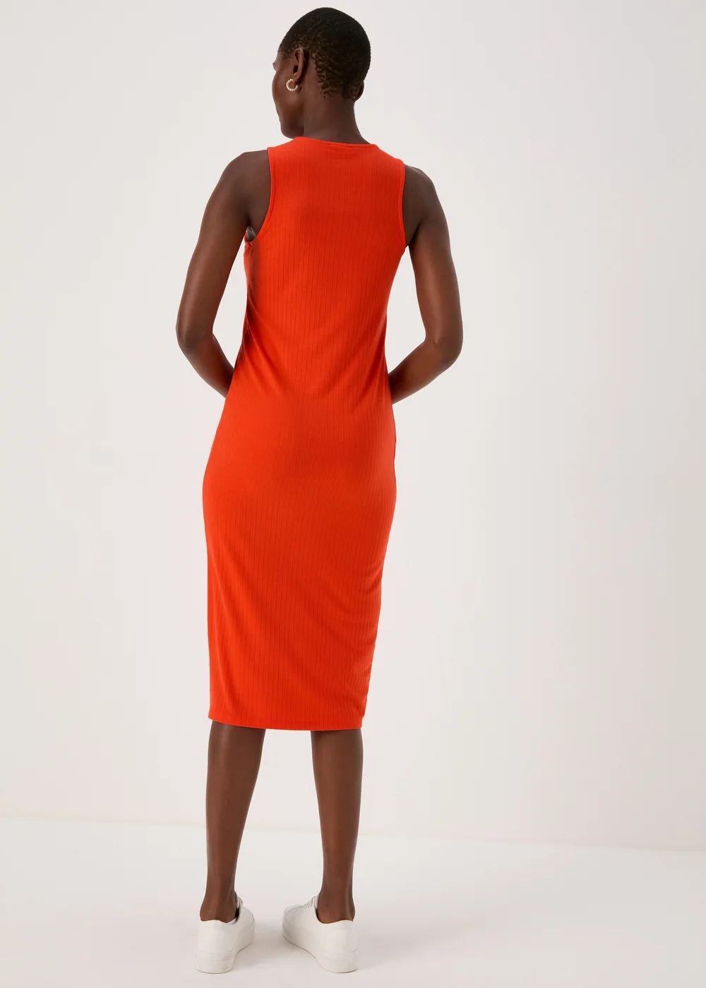Orange Racer Ribbed Midi Dress - 8 Image 2