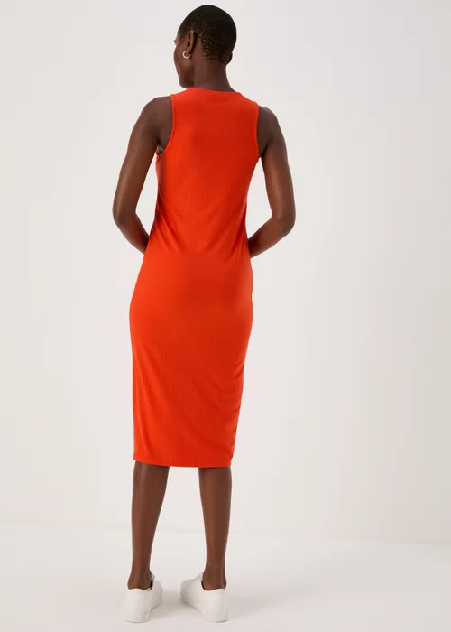 Orange Racer Ribbed Midi Dress - 8 Image 2