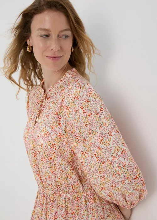 Multicolour Floral 3/4 Sleeve Dobby Mini Dress - 8 Image 3