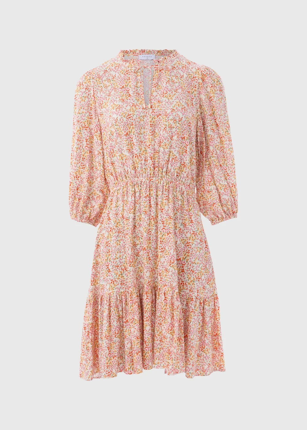 Multicolour Floral 3/4 Sleeve Dobby Mini Dress - 8 Image 5