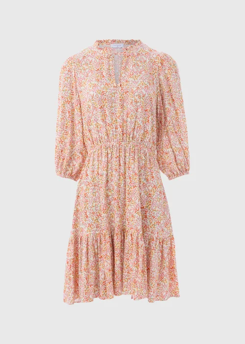 Multicolour Floral 3/4 Sleeve Dobby Mini Dress - 8 Image 5