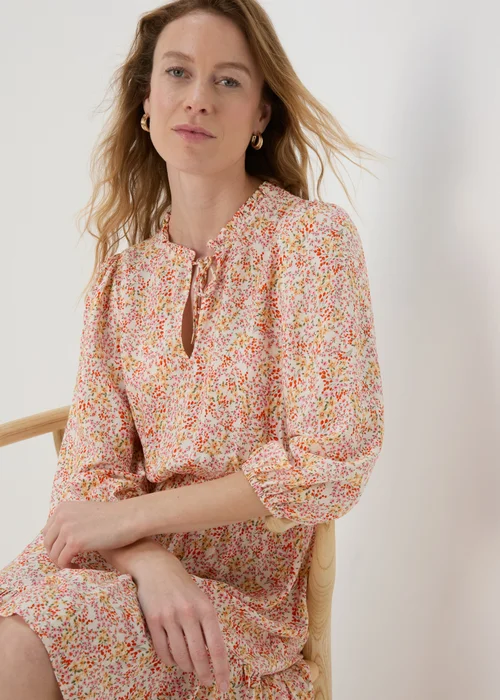 Multicolour Floral 3/4 Sleeve Dobby Mini Dress - 8 Image 4