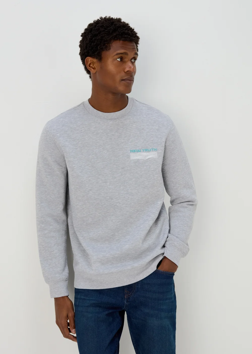 Light Grey Embroidered Sweatshirt - Small Image 3
