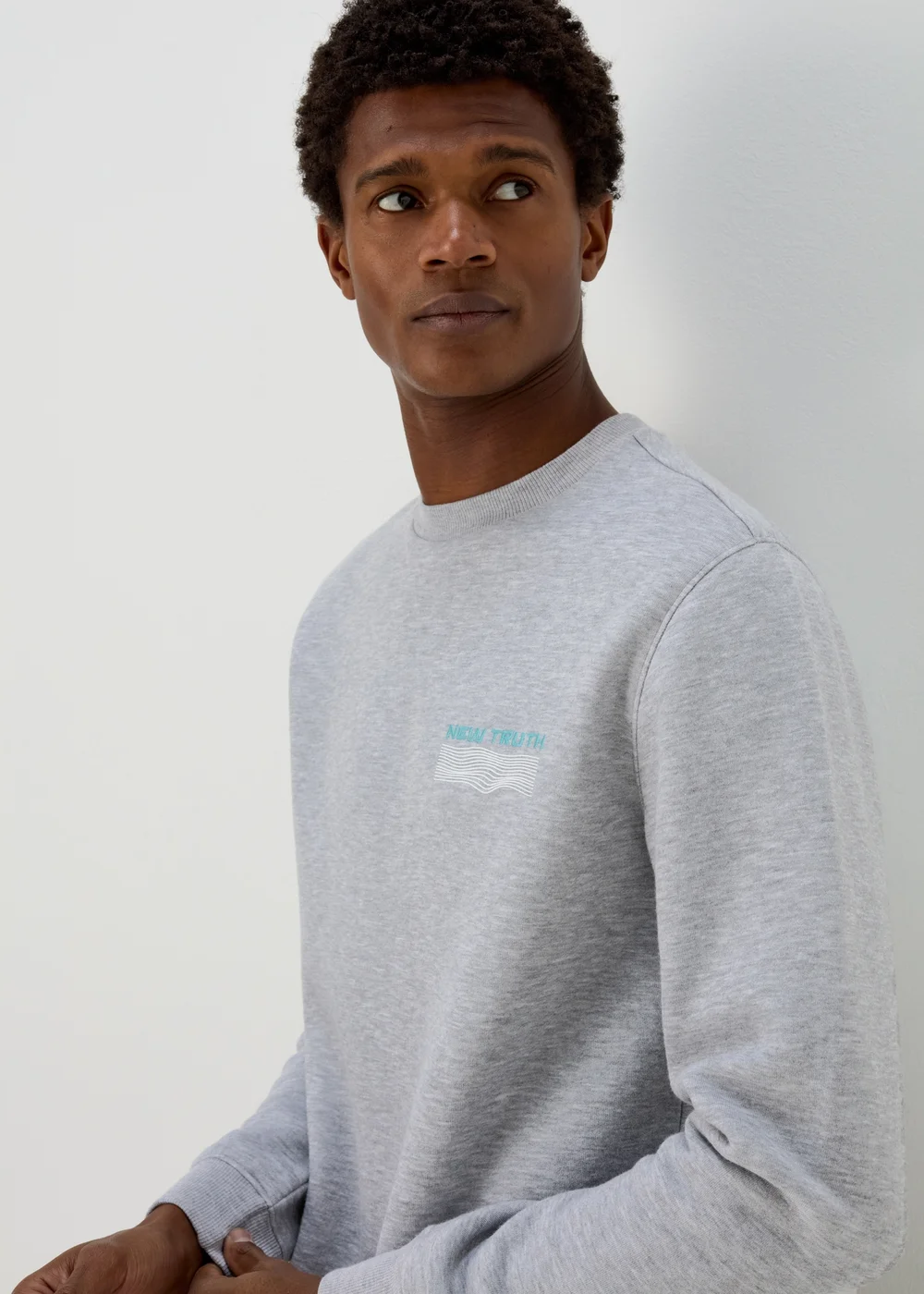 Light Grey Embroidered Sweatshirt - Small Image 1