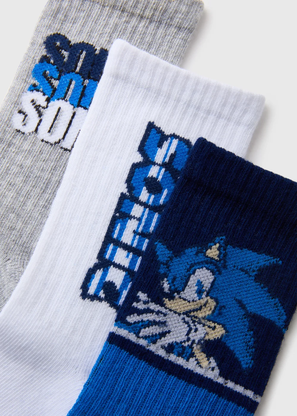Sonic Boys 3 Pack Blue Socks (Younger 6- Older 5.5) - 4-5.5 Image 2