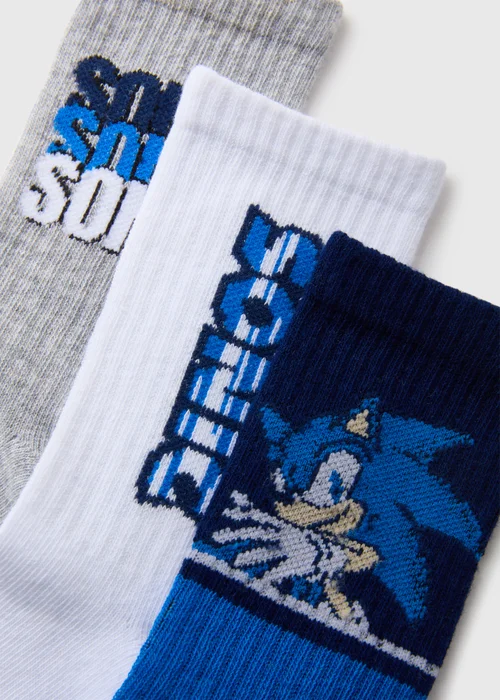 Sonic Boys 3 Pack Blue Socks (Younger 6- Older 5.5) - 4-5.5 Image 2