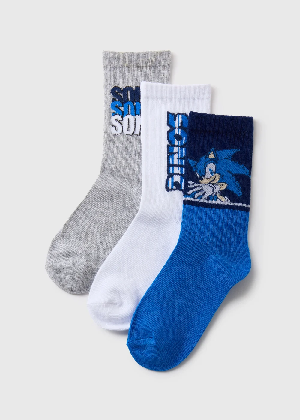 Sonic Boys 3 Pack Blue Socks (Younger 6- Older 5.5) - 4-5.5 Image 1