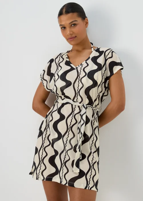 Black Swirl Print Jersey Kaftan - XS Image 1