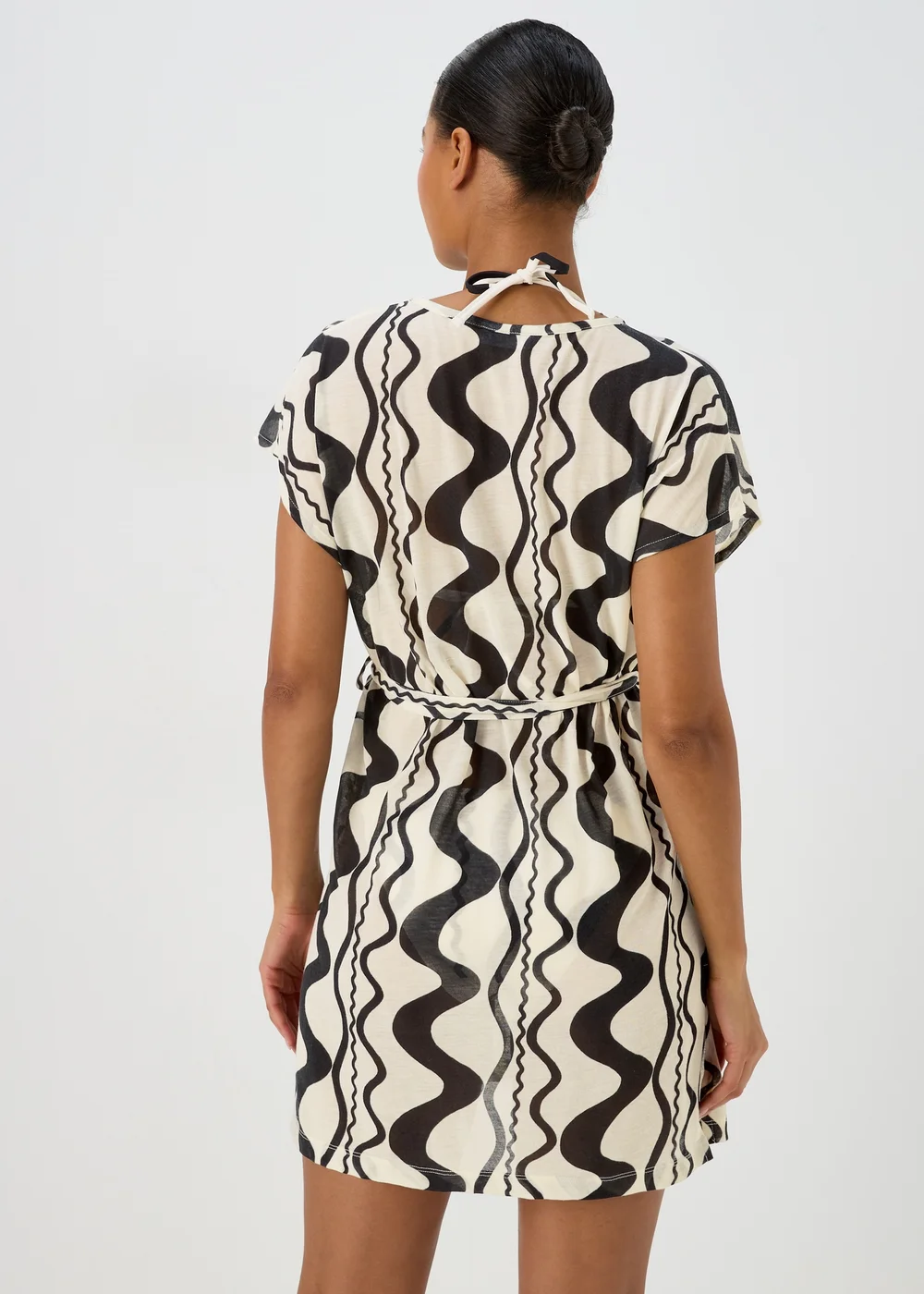 Black Swirl Print Jersey Kaftan - XS Image 2