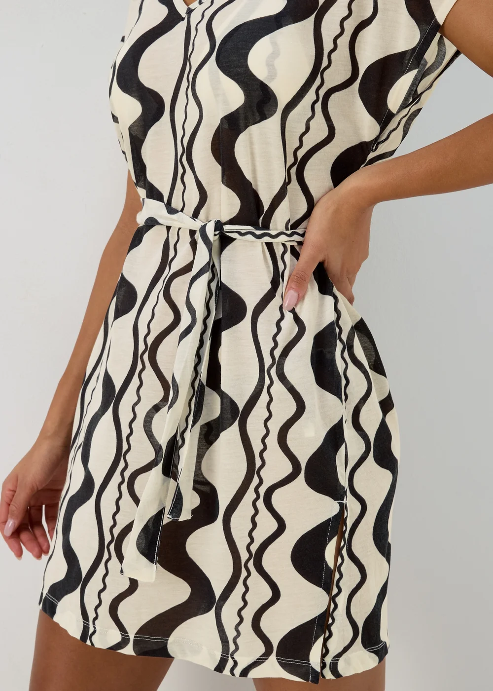 Black Swirl Print Jersey Kaftan - XS Image 3