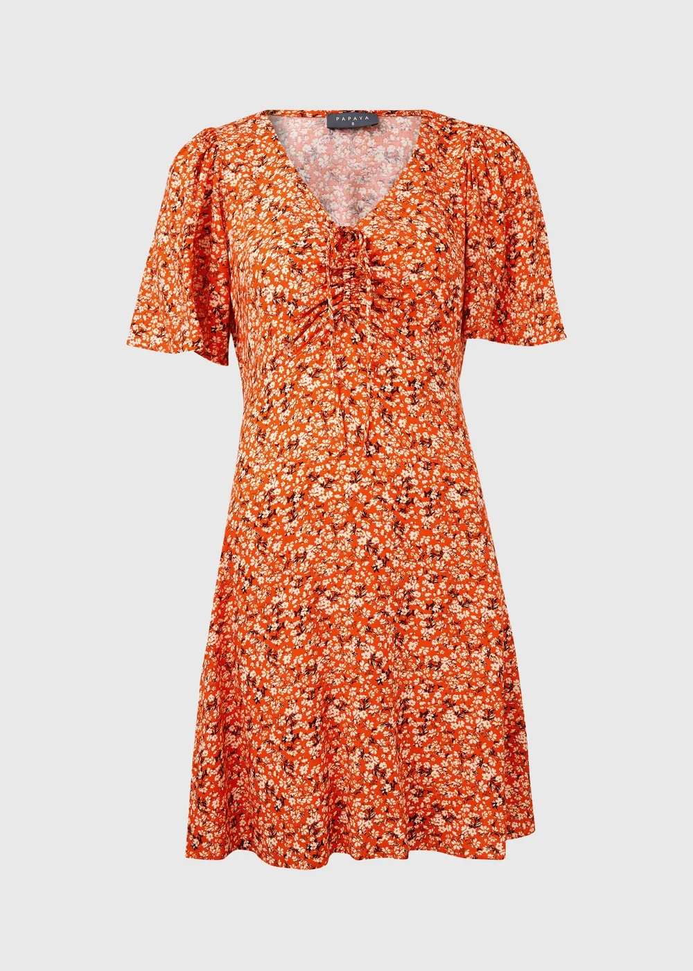 Orange Tie Dye Ditsy Viscose Mini Dress - 8 Image 5
