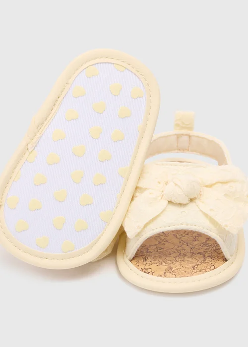 Baby Lemon Broderie Bow Sliders (Newborn-18mths) - Age 0 - 3 Months Image 2