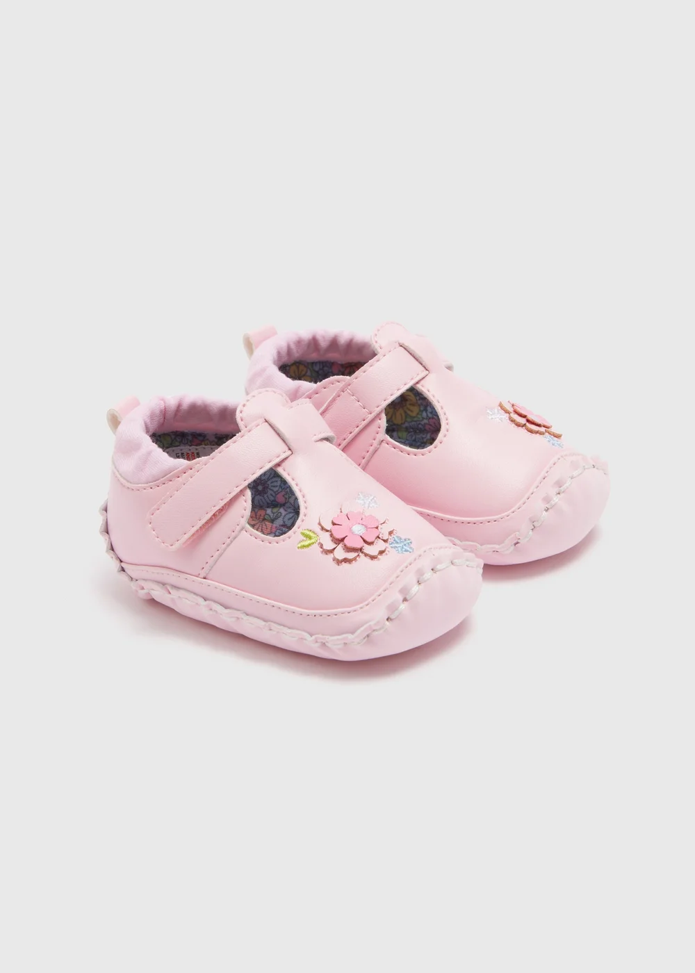 Baby Pink Floral Shoes (Newborn-18mths) - 0-3 months Image 1