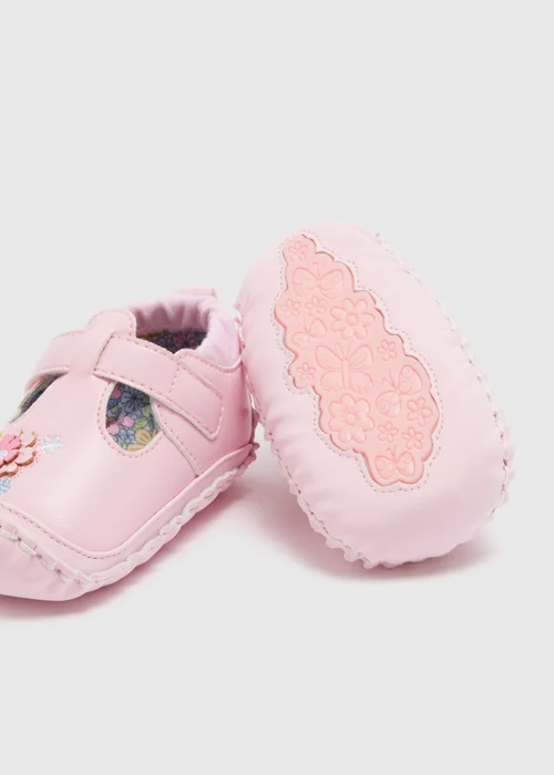 Baby Pink Floral Shoes (Newborn-18mths) - 0-3 months Image 2