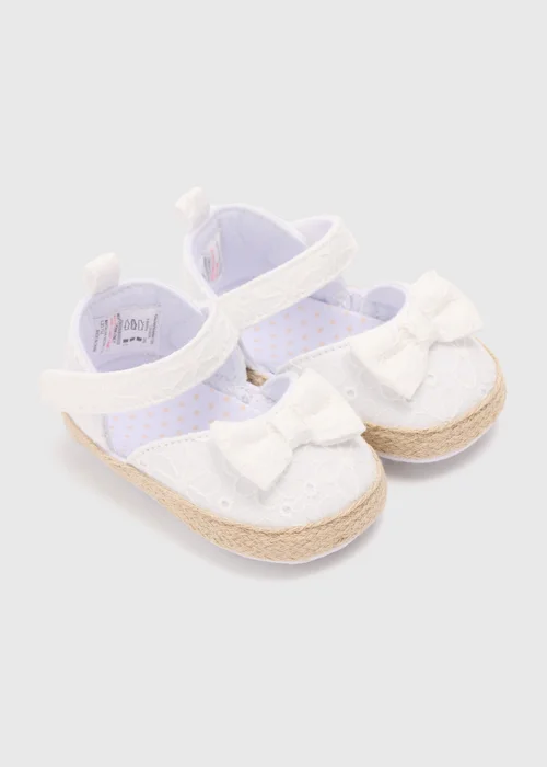 Baby White Broderie Sandals (Newborn-18mths) - Age 0 - 3 Months Image 1