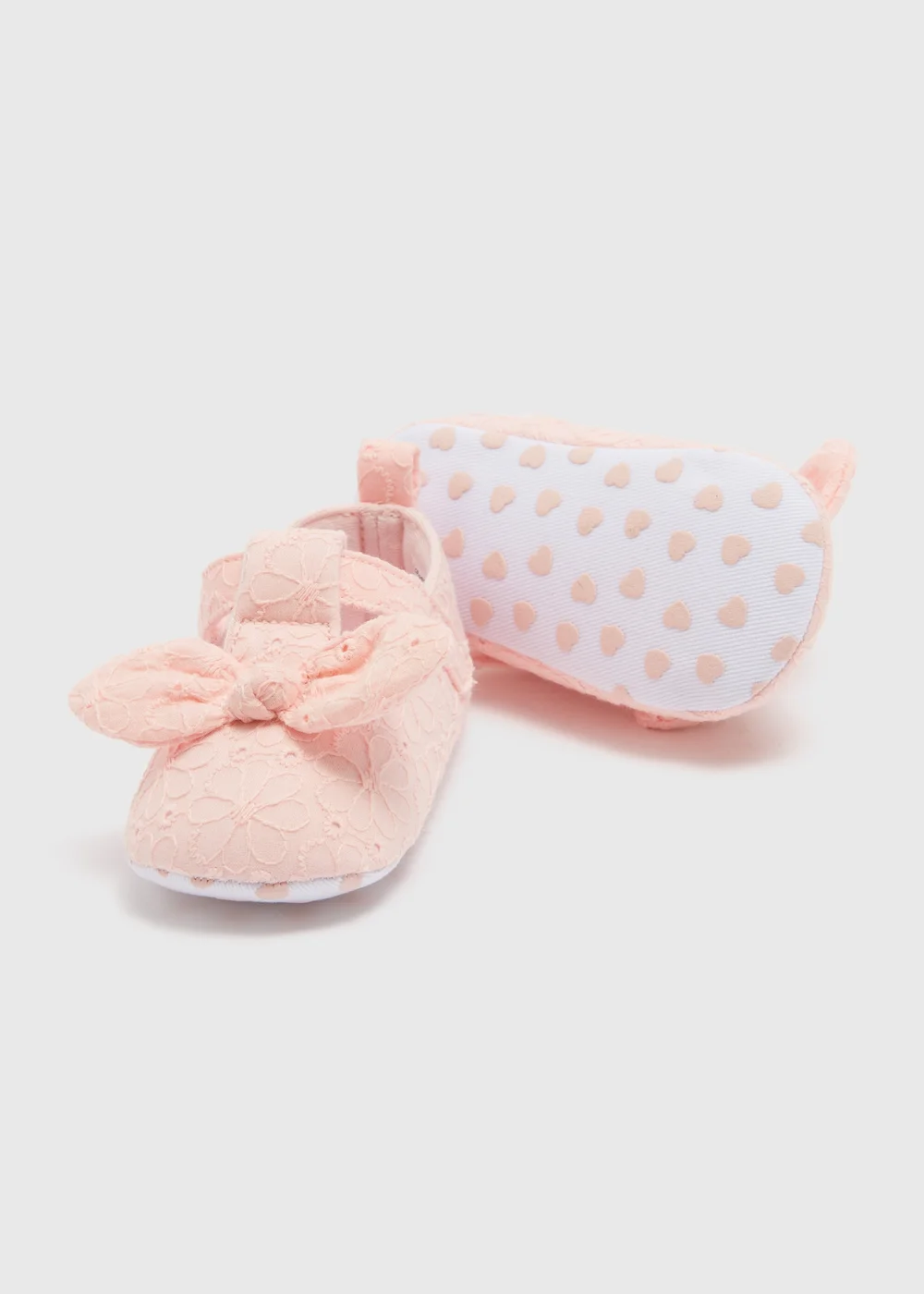 Baby Pink T Bar Broderie Shoes (Newborn-18mths) - 0-3 months Image 2