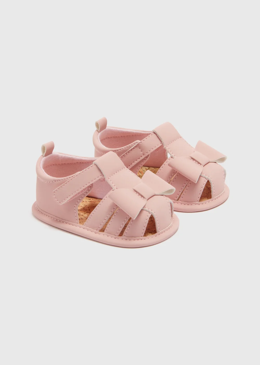 Baby Pink Bow Caged Sandals (Newborn-18mths) - Age 0 - 3 Months Image 1
