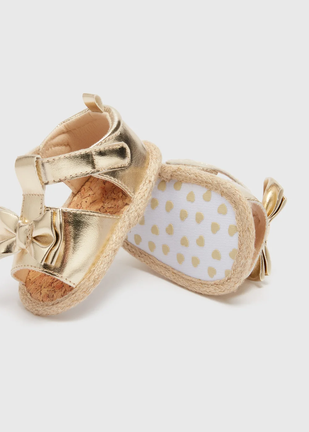 Baby Gold Bow Espadrille Sandals (Newborn-18 mths) - Age 0 - 3 Months Image 2