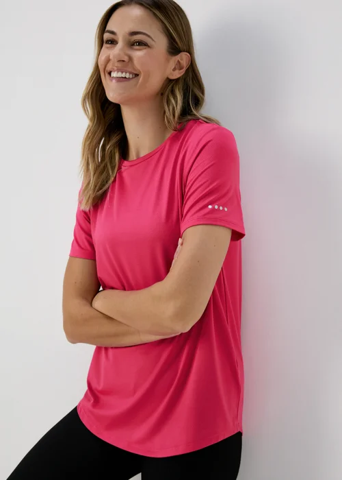 Souluxe Pink Longline Sports T-Shirt - Small Image 1