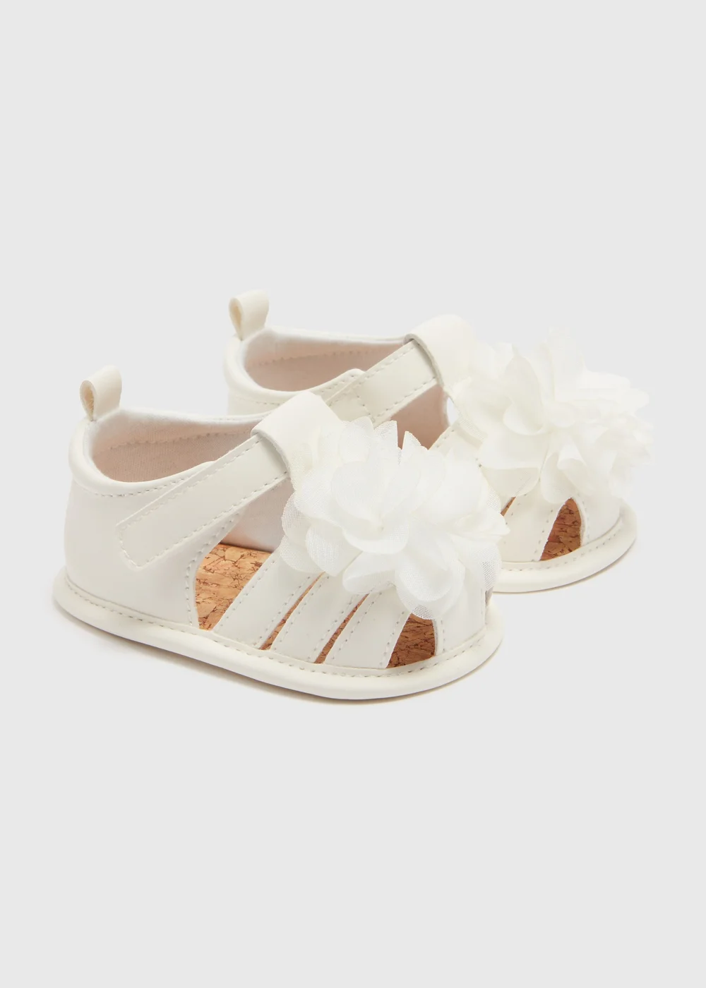 Baby White Corsage Caged Sandals (Newborn-18mths) - 0-3 months Image 1