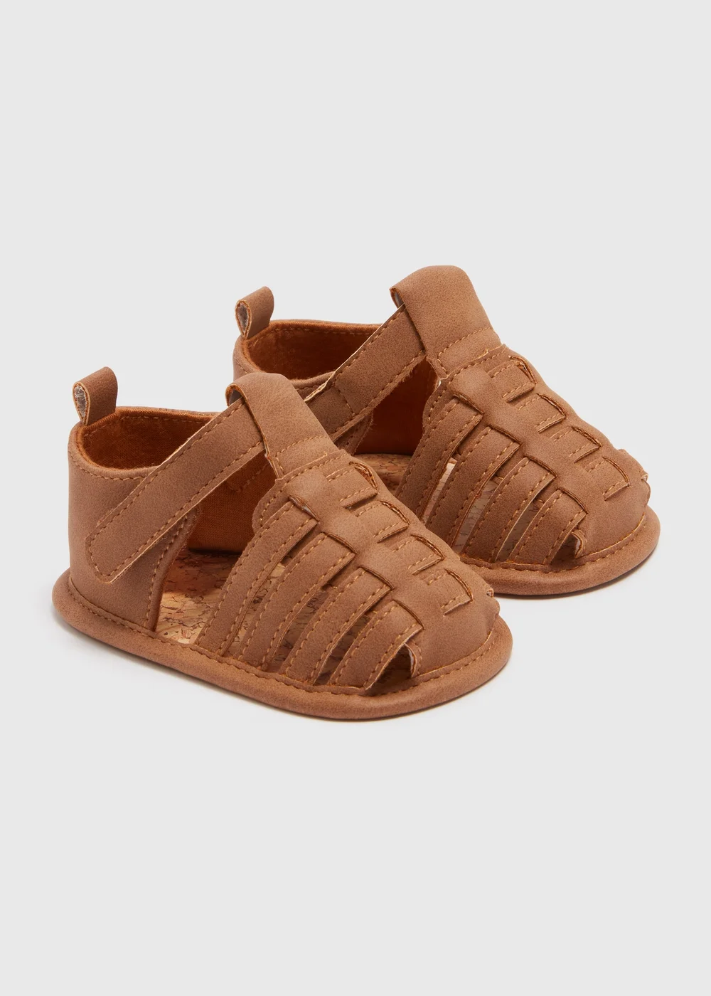 Baby Tan Caged Sandals (Newborn-18mths) - Age 0 - 3 Months Image 1