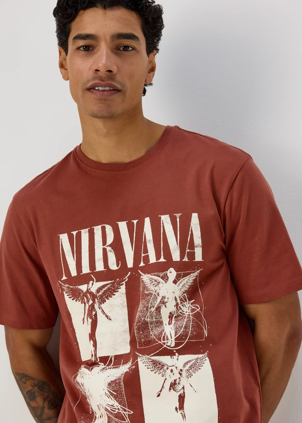 Maroon Nirvana Print T-Shirt - Small Image 3