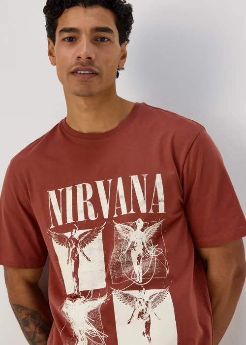 Maroon Nirvana Print T-Shirt - Small Image 3