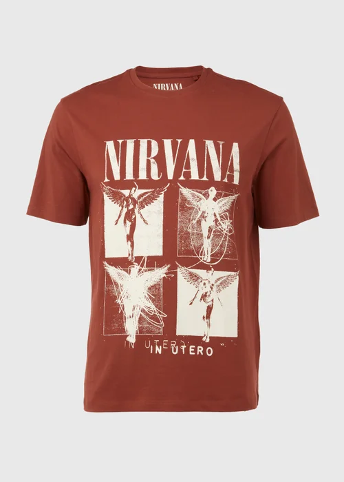 Maroon Nirvana Print T-Shirt - Small Image 5