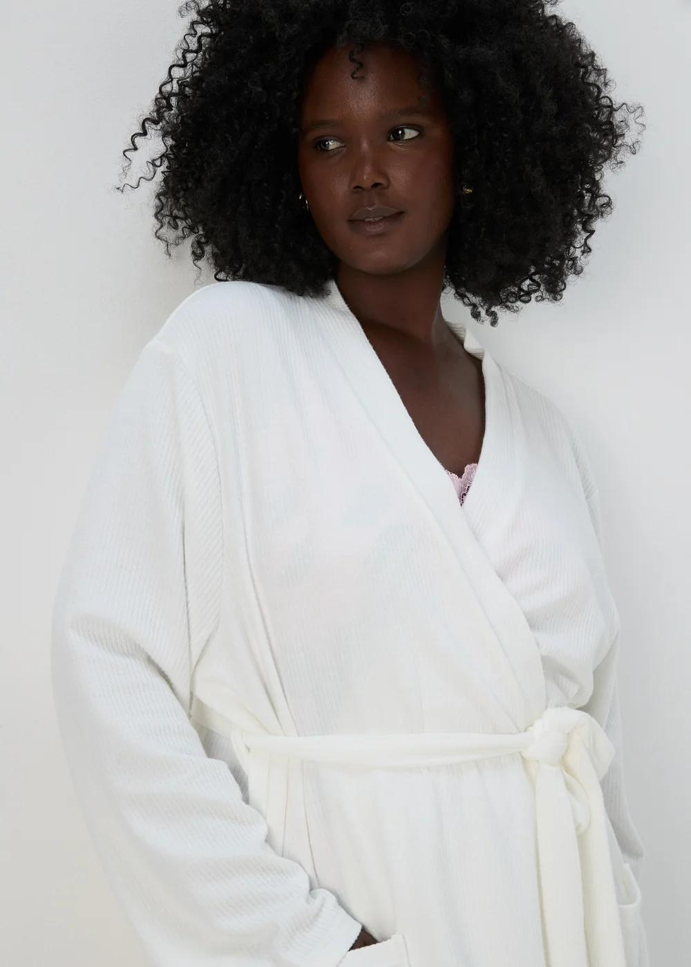 Cream Lightweight Dressing Gown - Small Image 3