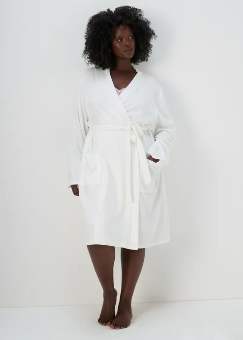 Cream Lightweight Dressing Gown - Small Image 1