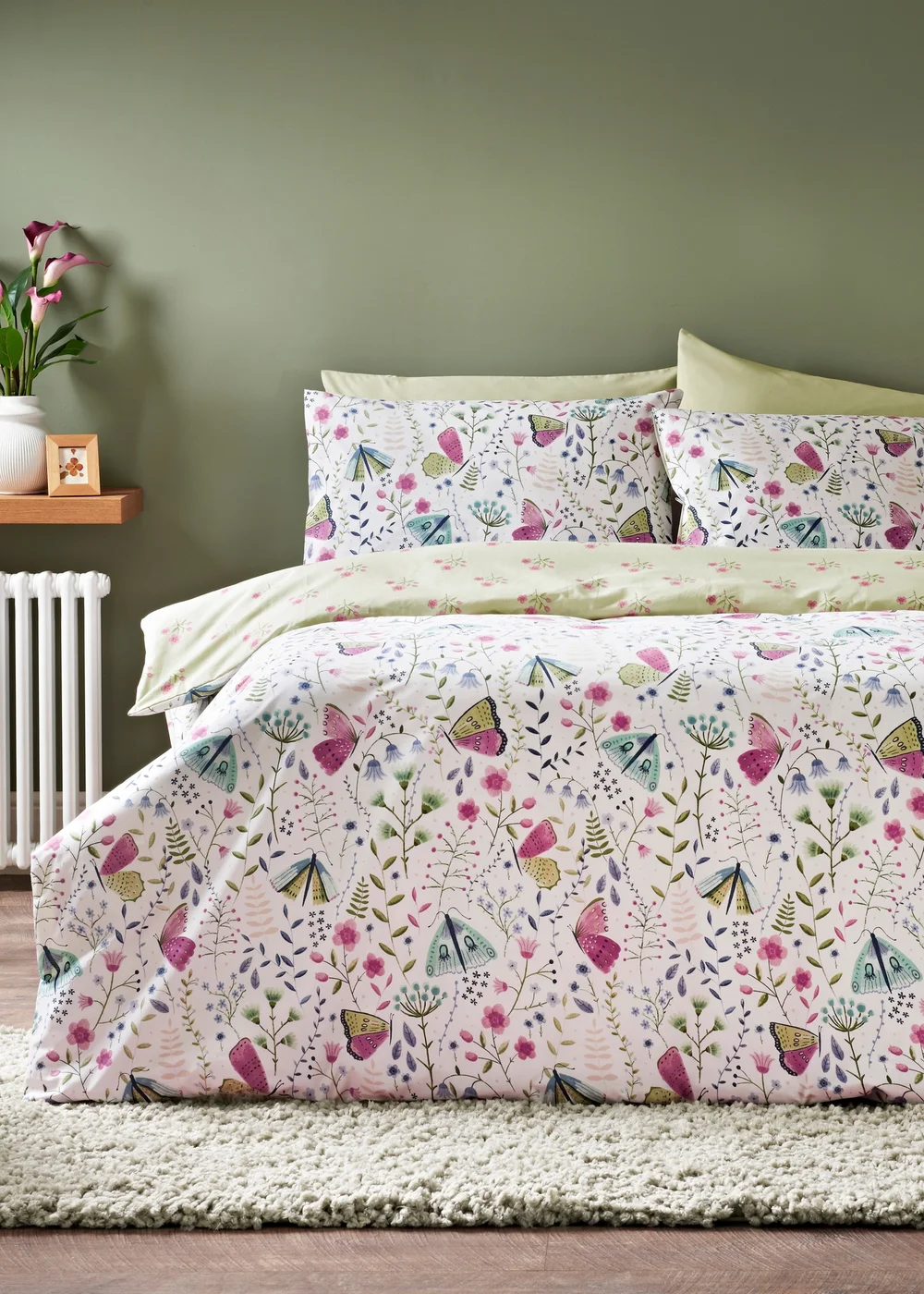 White Butterfly Design Duvet Set - Single Image 1