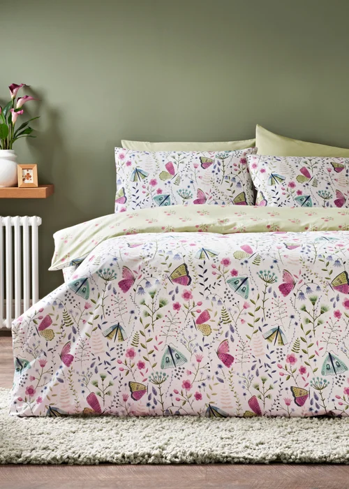 White Butterfly Design Duvet Set - Single Image 1