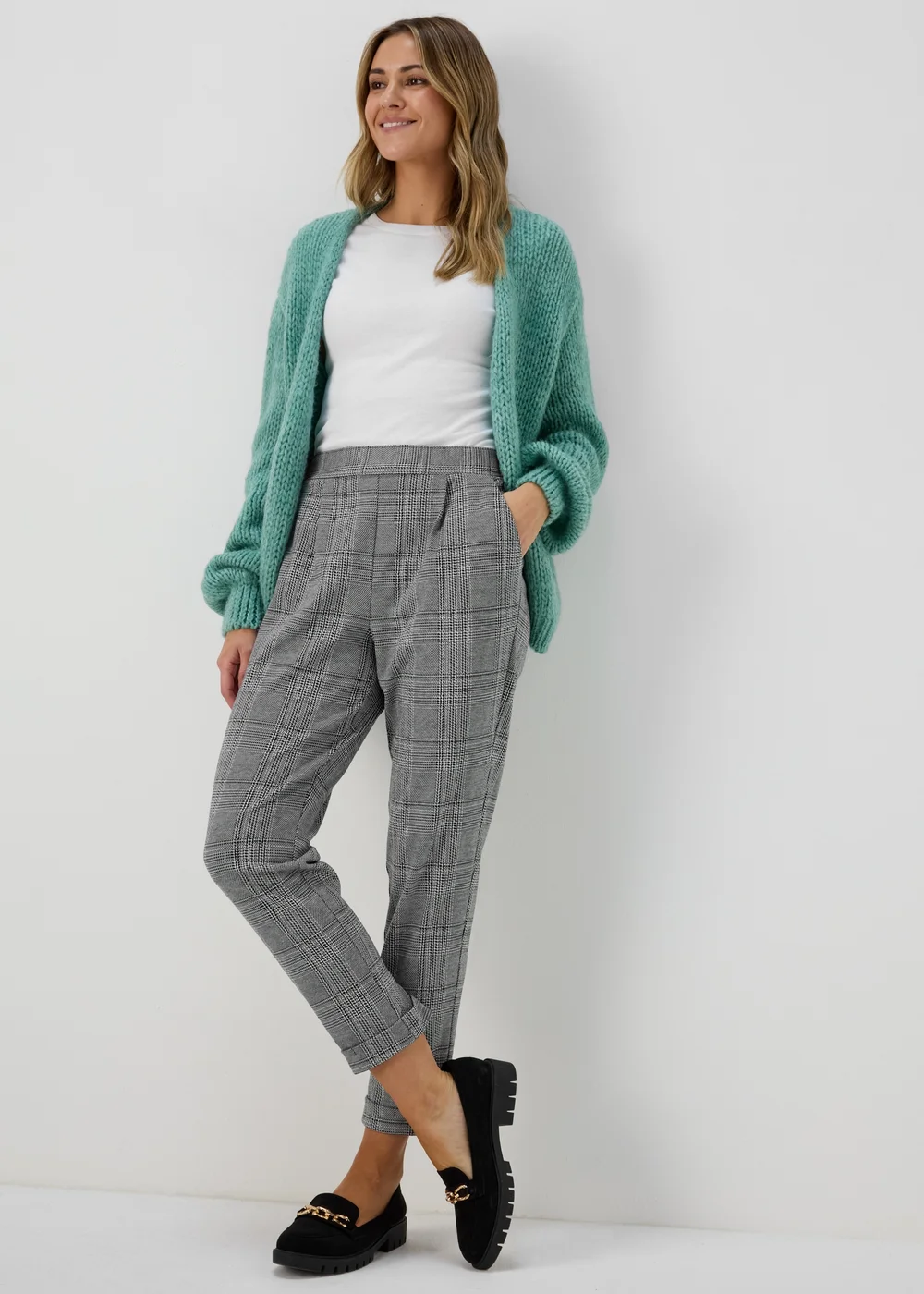 Grey Check Trousers - Size 8 Image 1