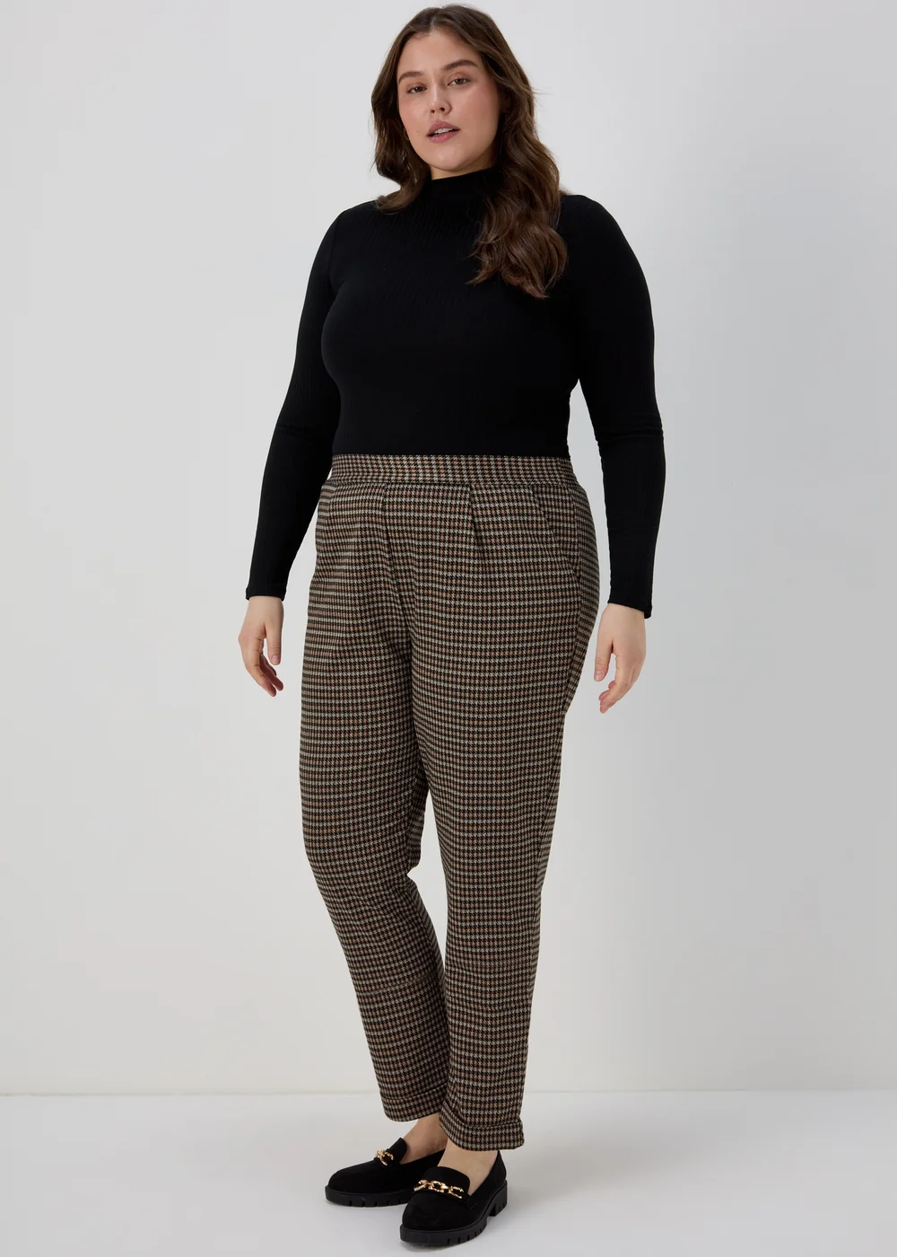 Brown Mini Check Trousers - 8 Image 1