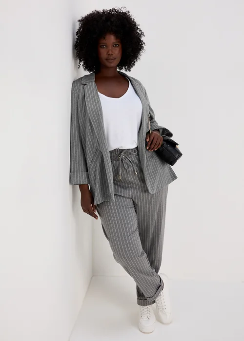 Et Vous Grey Pinstripe Ponte Blazer - 8 Image 8