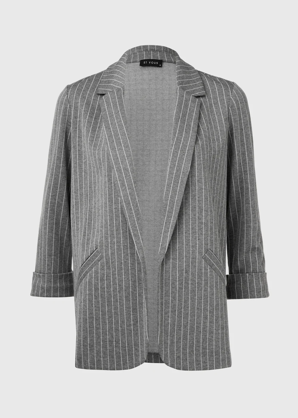 Et Vous Grey Pinstripe Ponte Blazer - 8 Image 9