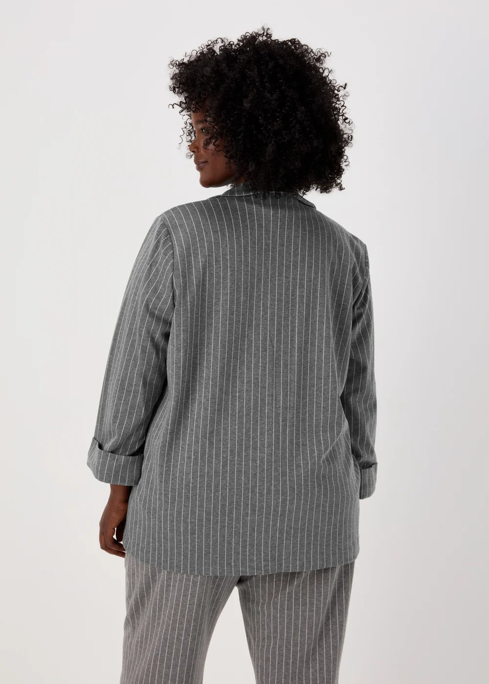 Et Vous Grey Pinstripe Ponte Blazer - 8 Image 4