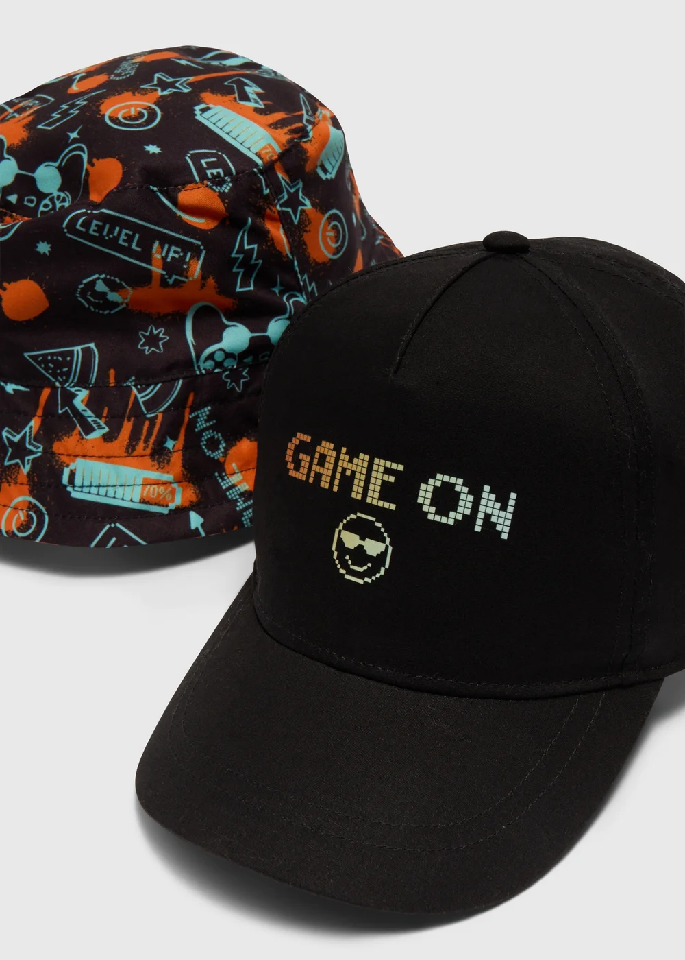 Kids 2 Pack Black Gaming Hat (7-13yrs) - Age 7-10 Years Image 2