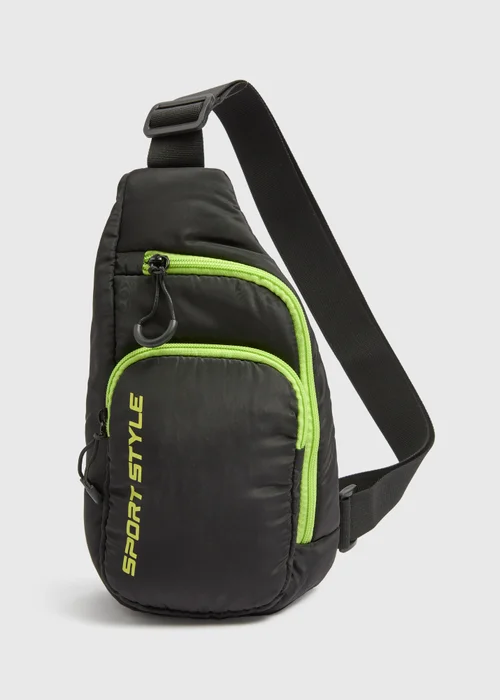 Boys Black Sport Style Chest Bag - One Size Image 1