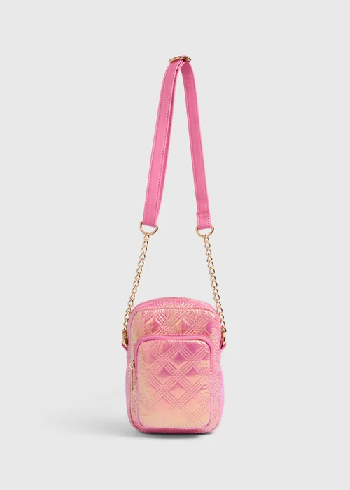 Girls Pink Metallic Crossbody Bag - One Size Image 1