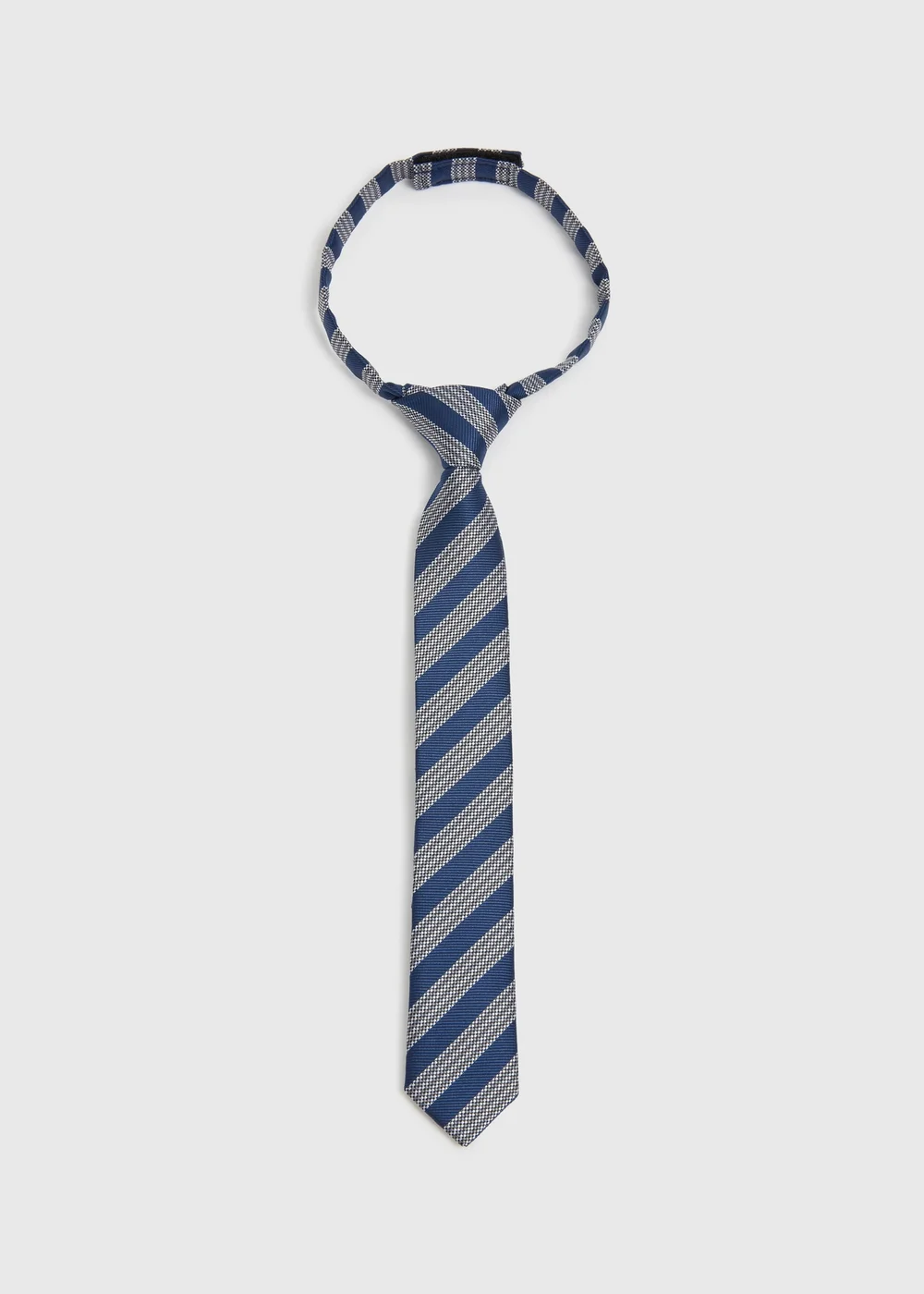 Boys Navy Stripe Strap-Fastening Tie (3-6yrs) - Age 3 - 6 Years Image 1