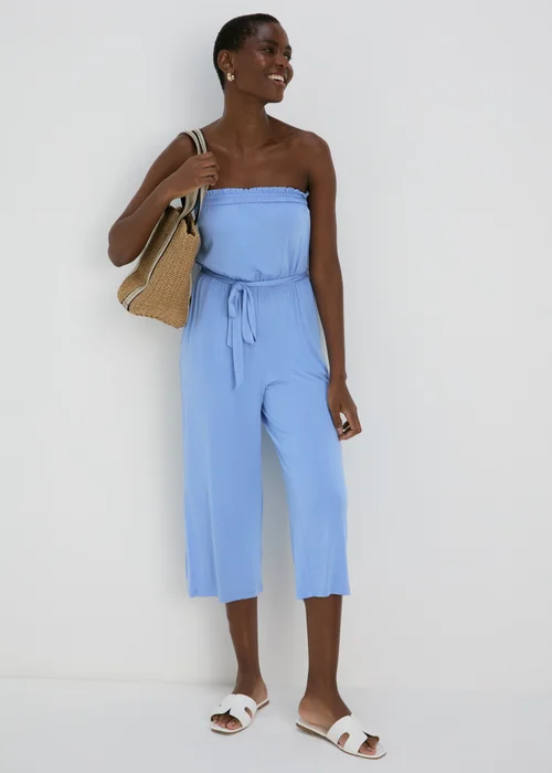 Blue Bandeau Jersey Jumpsuit - 8 Image 4
