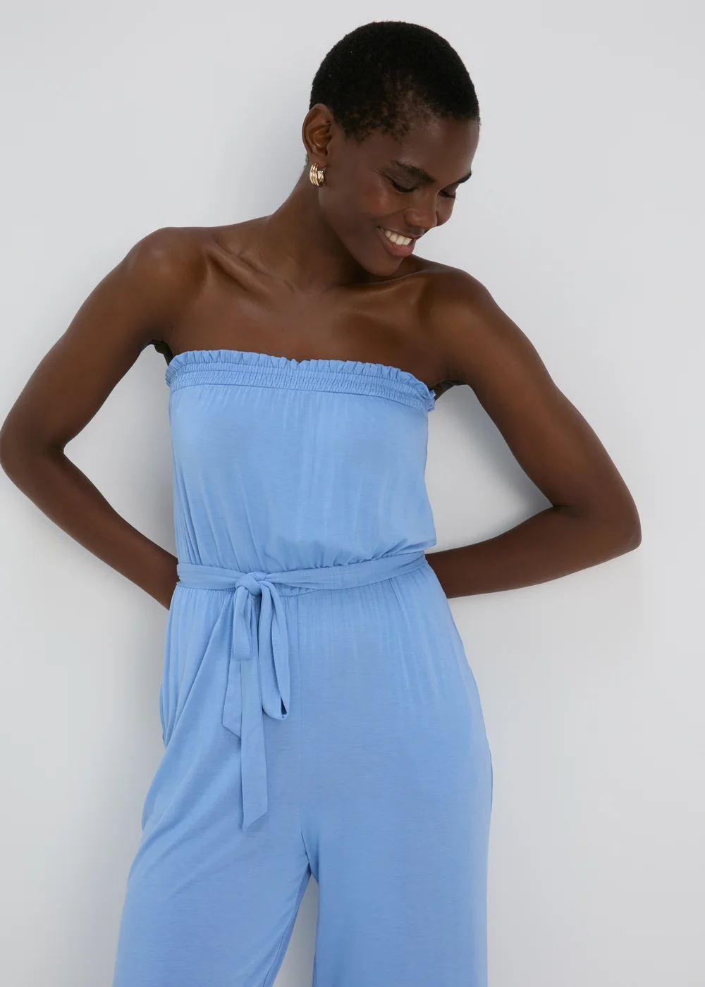 Blue Bandeau Jersey Jumpsuit - 8 Image 3