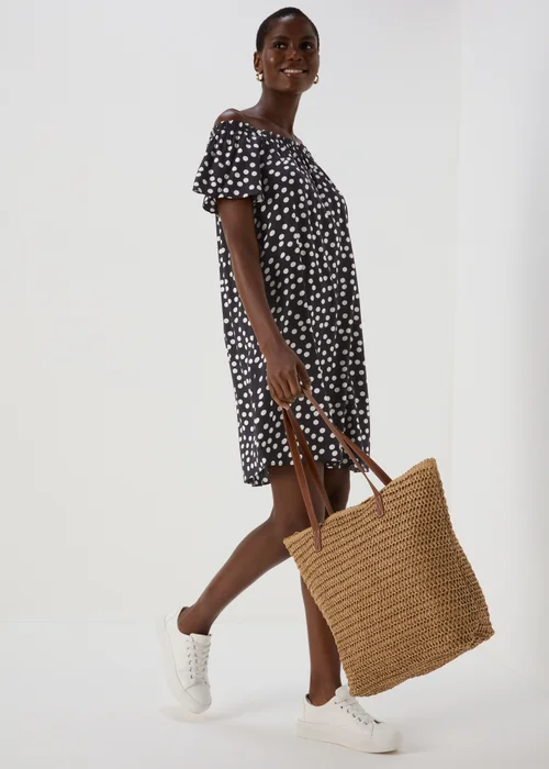 Black Mono Bardot Viscose Mini Dress - 8 Image 4