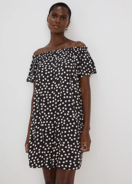 Black Mono Bardot Viscose Mini Dress - 8 Image 1