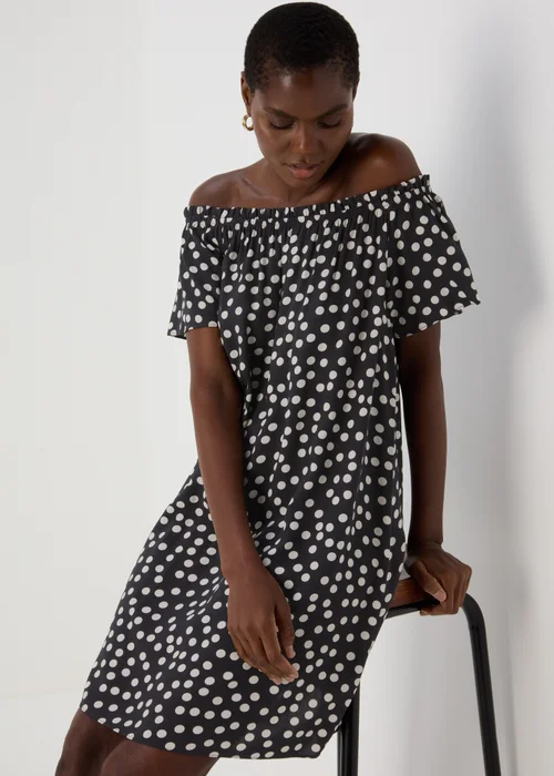 Black Mono Bardot Viscose Mini Dress - 8 Image 3